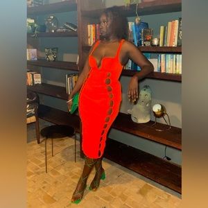 Orange dress with cutout from fashion nova